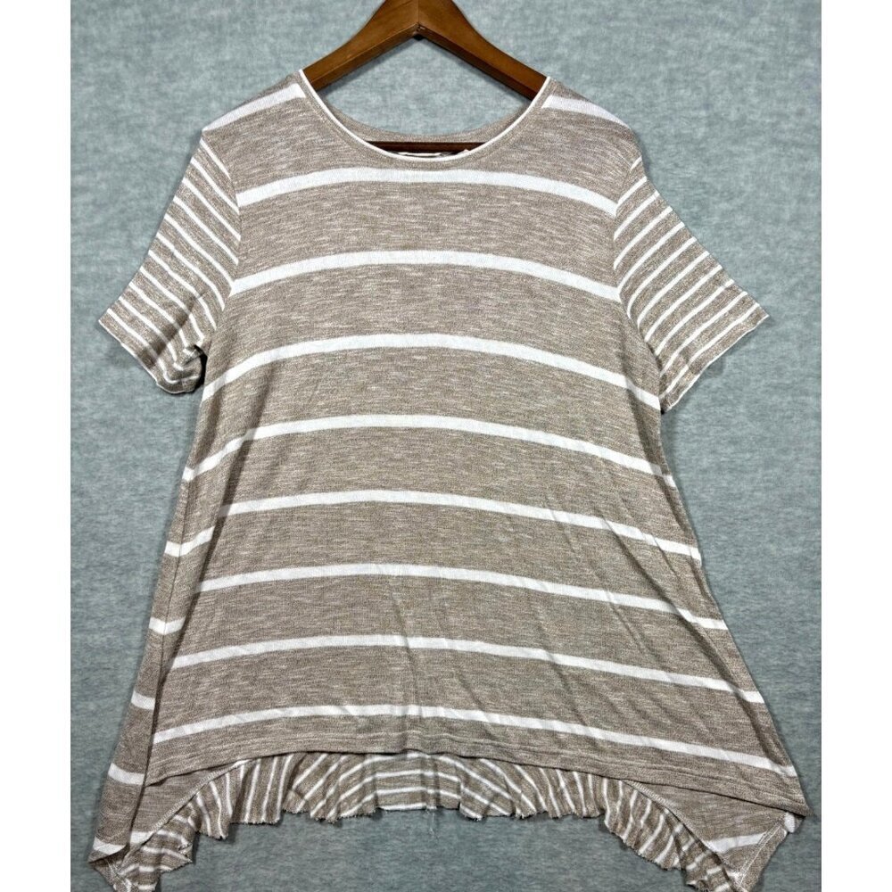 Soft Surroundings Aligned‎ Tunic Womens XL Heavenly Soft Amata Oatmeal Stripe
